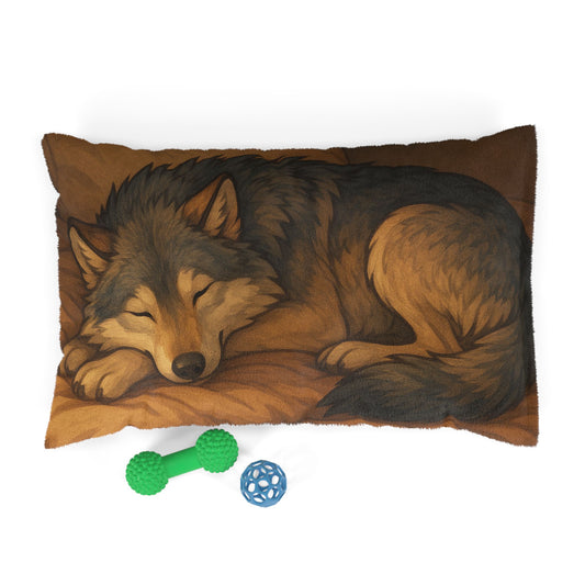 Cozy Wolf Pet Bed - Soft Plush Dog Pillow for Comfortable Resting