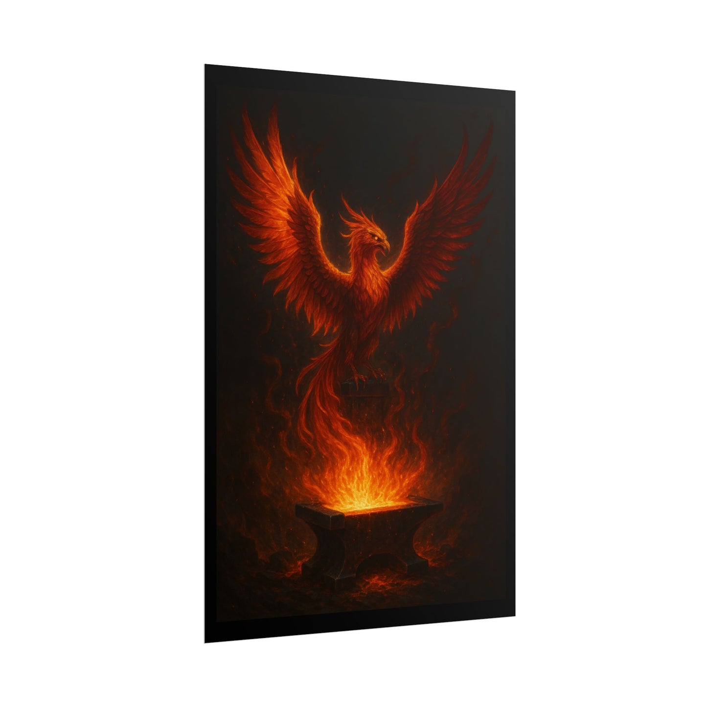 Majestic Phoenix Flame Rolled Poster - Mythical Art for Home Decor