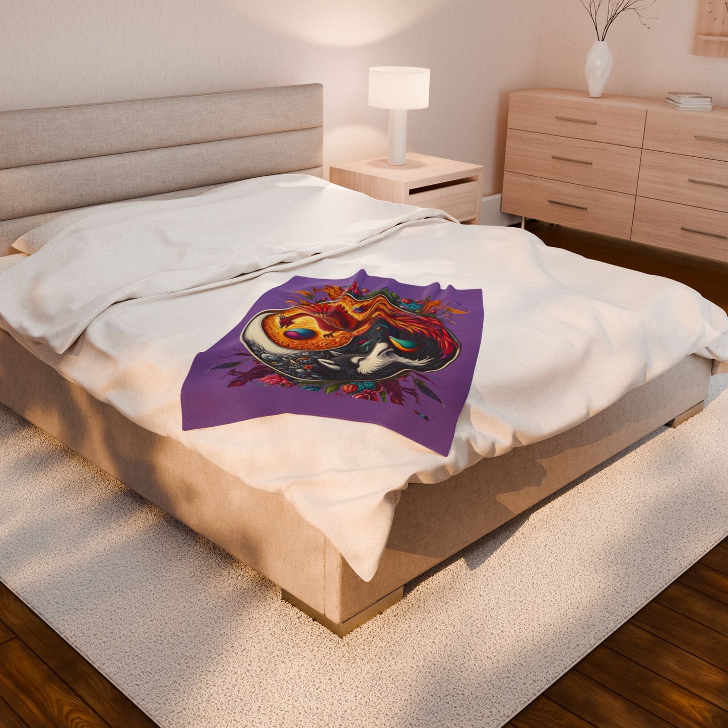 Phoenix & Wolf YingYang Plush Blanket