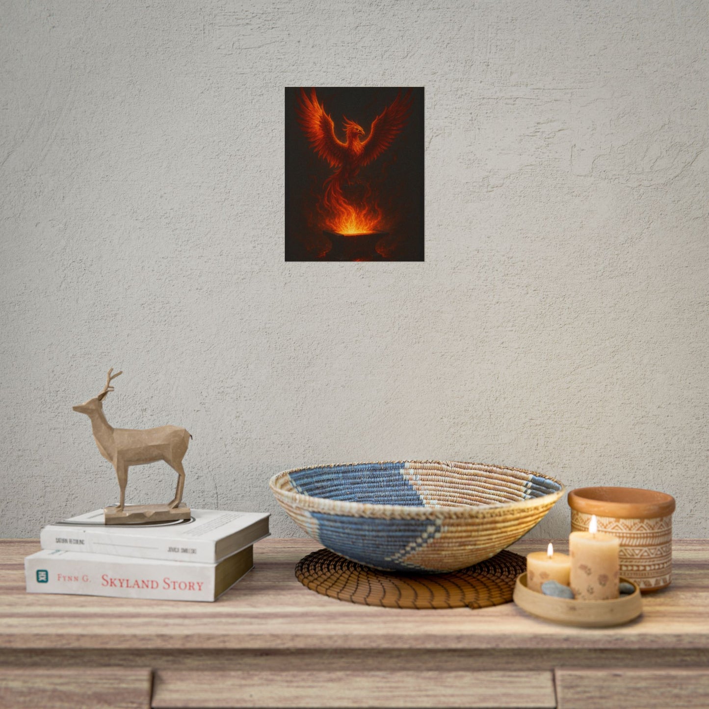 Majestic Phoenix Flame Rolled Poster - Mythical Art for Home Decor