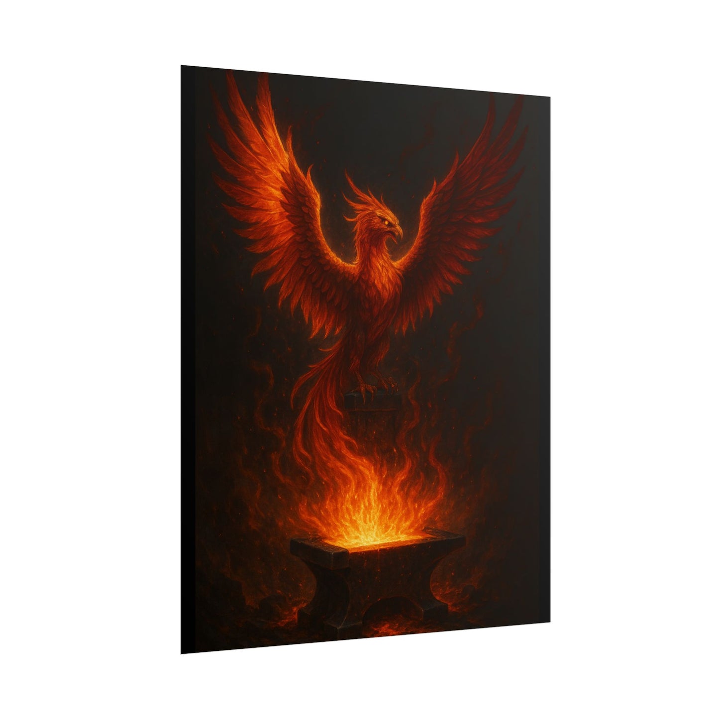 Majestic Phoenix Flame Rolled Poster - Mythical Art for Home Decor