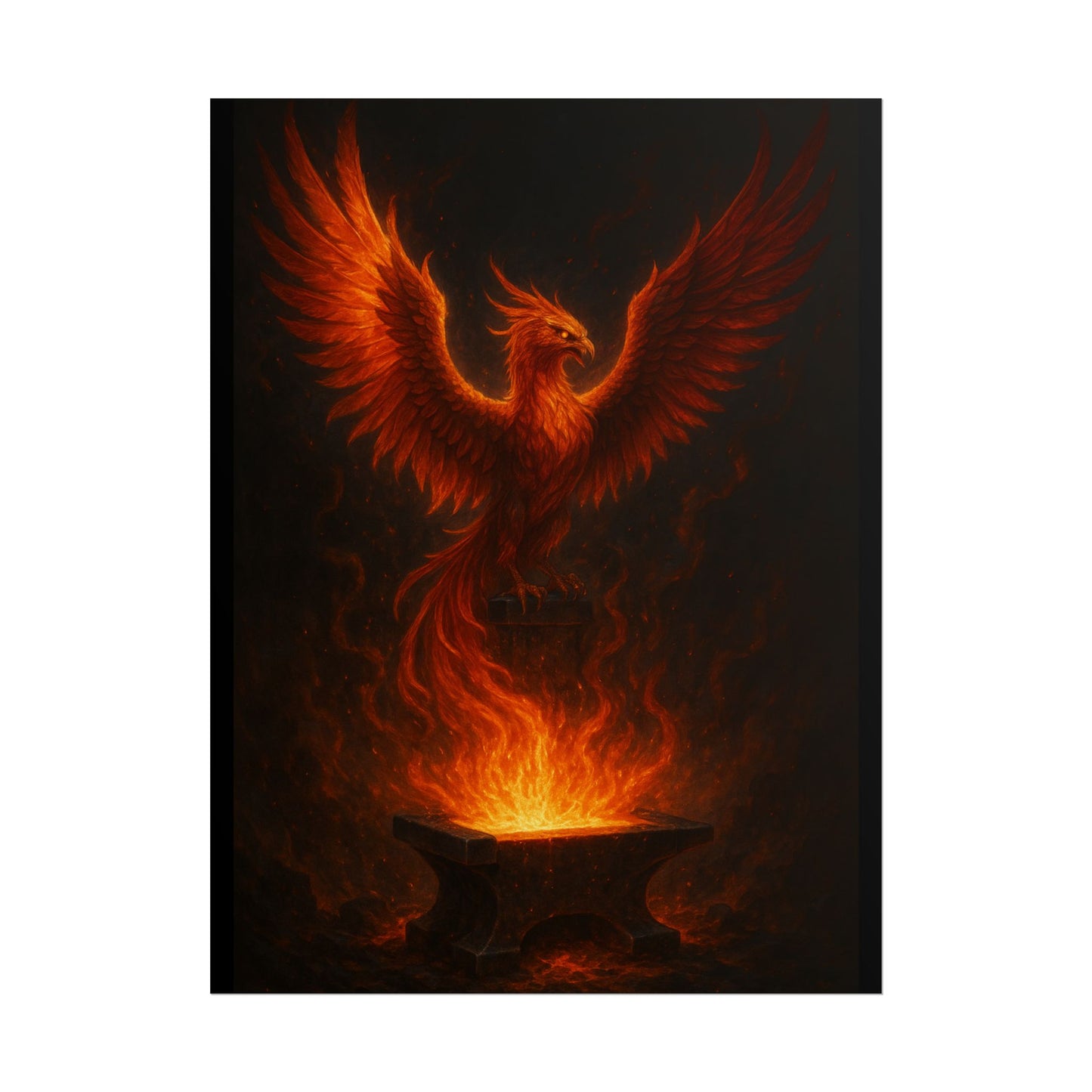 Majestic Phoenix Flame Rolled Poster - Mythical Art for Home Decor