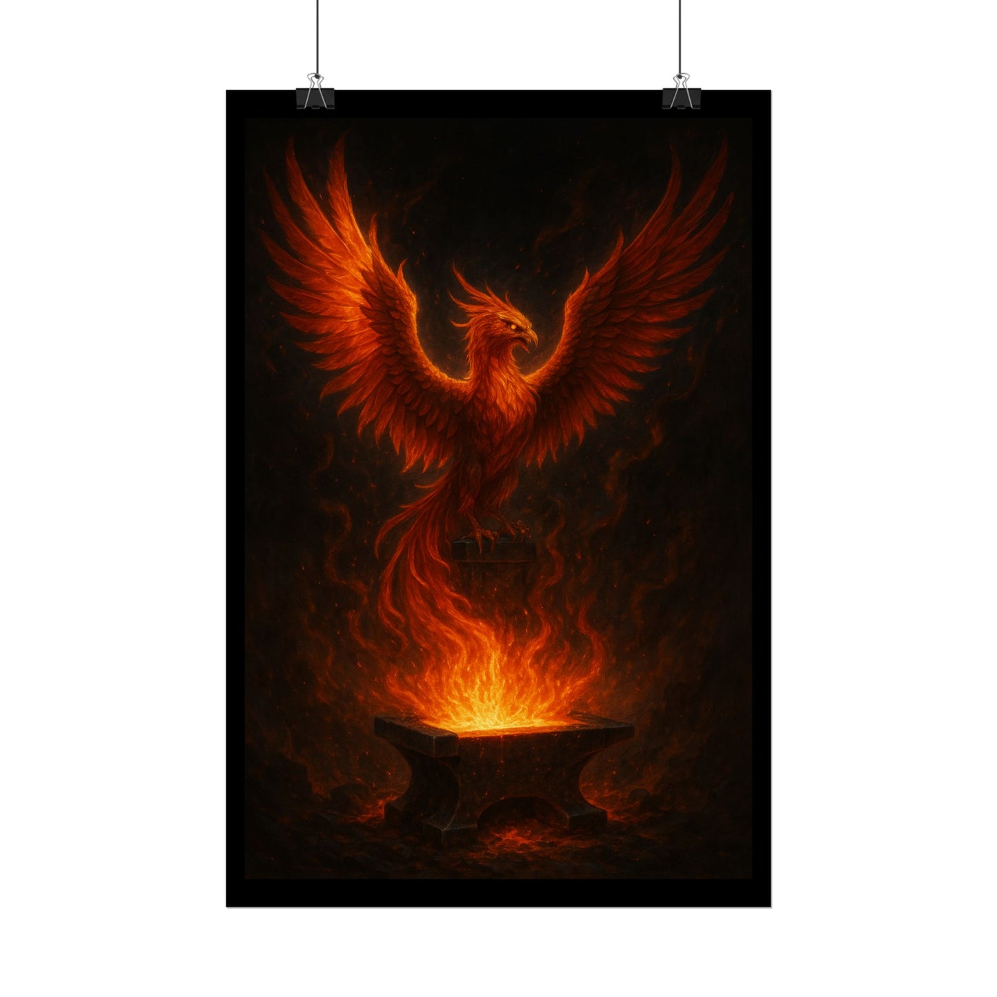 Majestic Phoenix Flame Rolled Poster - Mythical Art for Home Decor