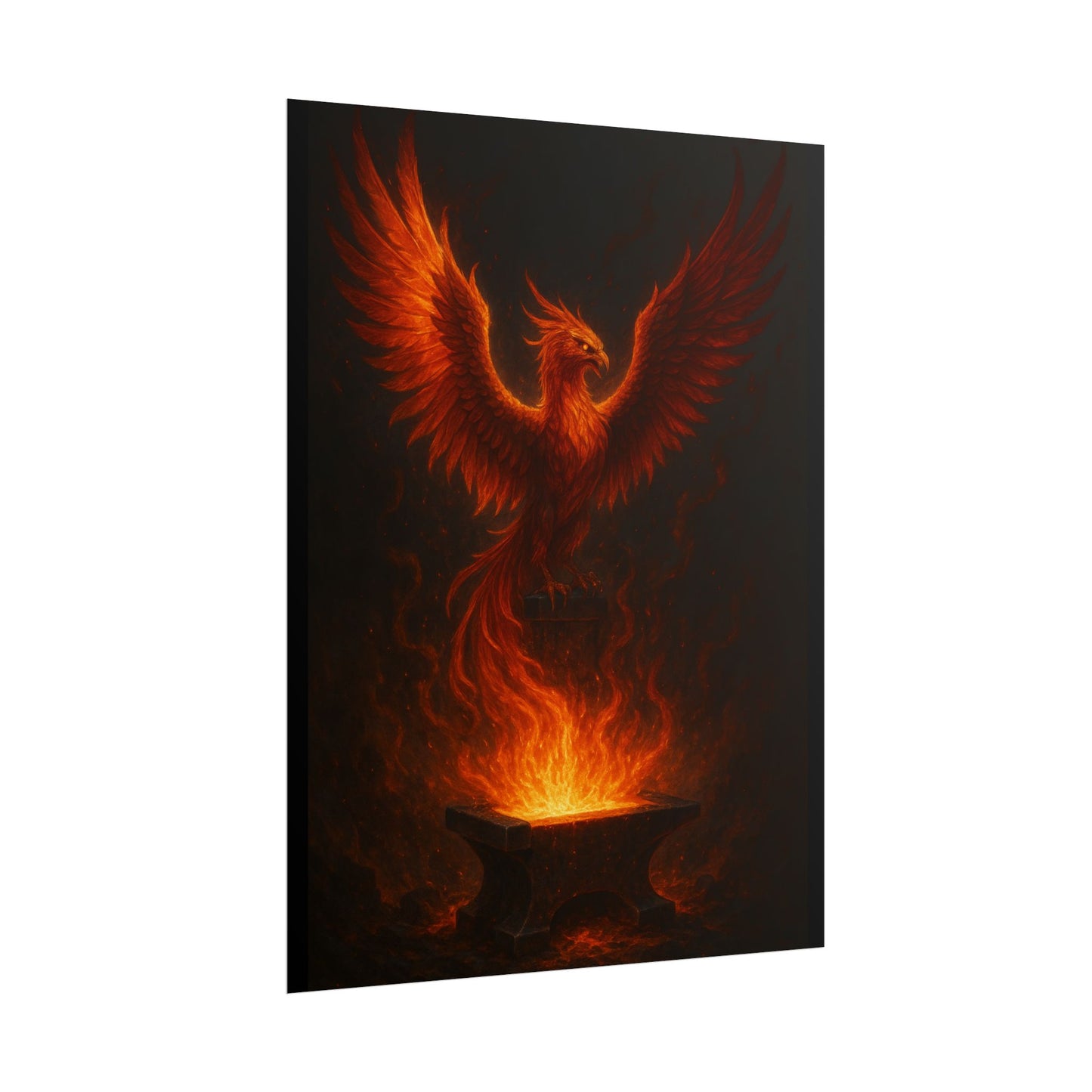 Majestic Phoenix Flame Rolled Poster - Mythical Art for Home Decor