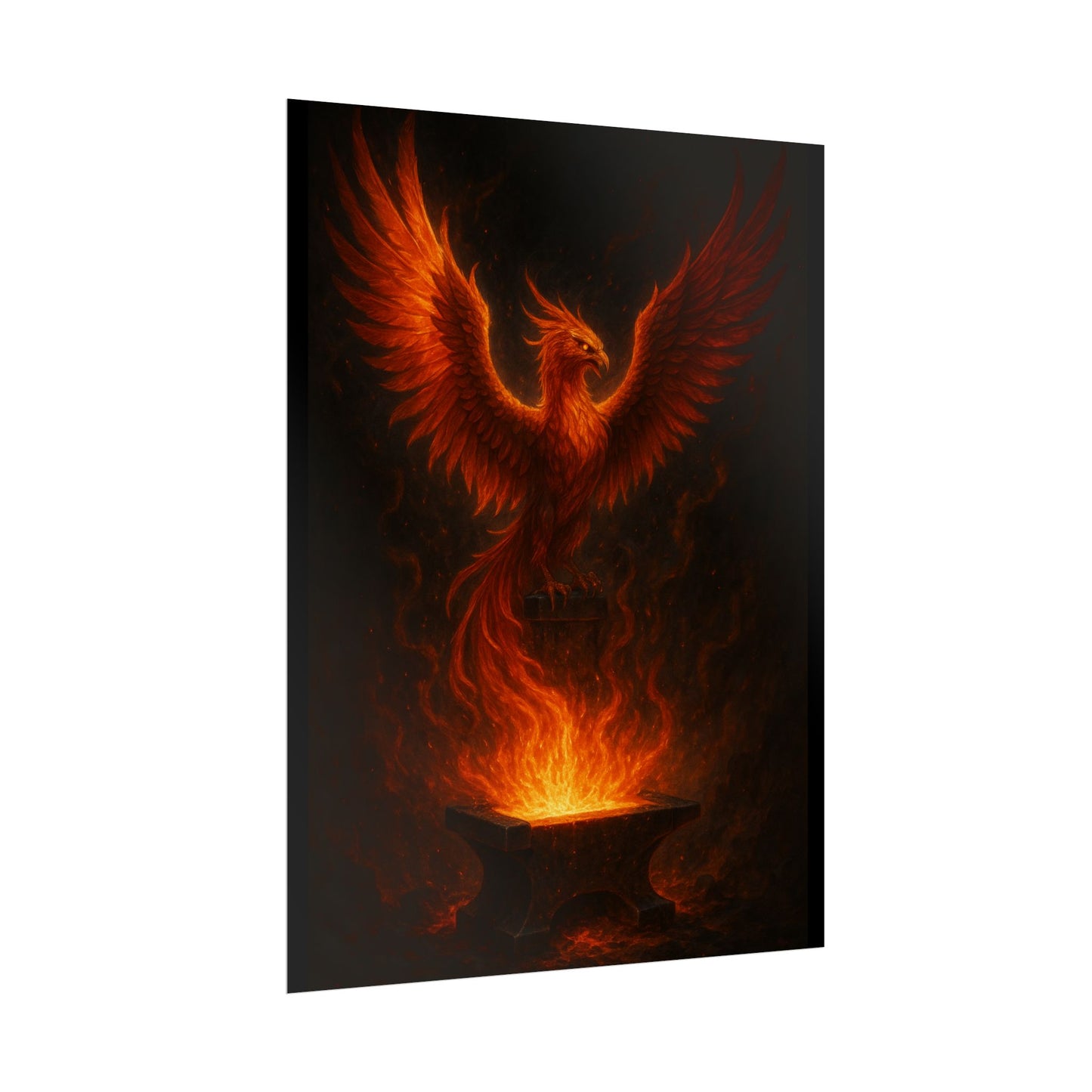 Majestic Phoenix Flame Rolled Poster - Mythical Art for Home Decor