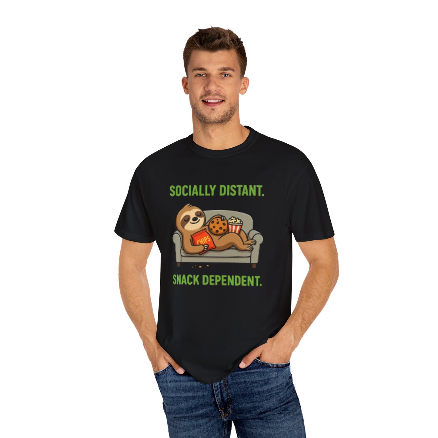 Socially Distant Snack Dependent T-Shirt for Sloth Lovers