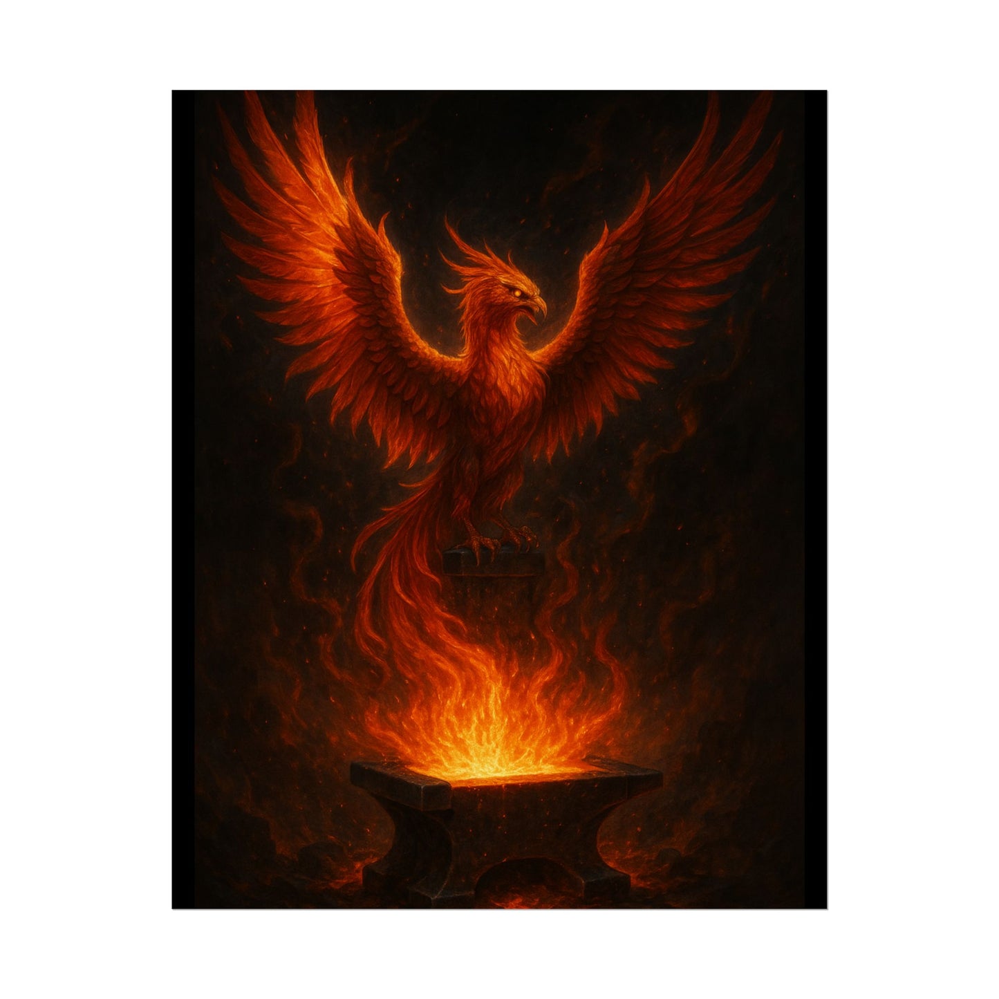 Majestic Phoenix Flame Rolled Poster - Mythical Art for Home Decor