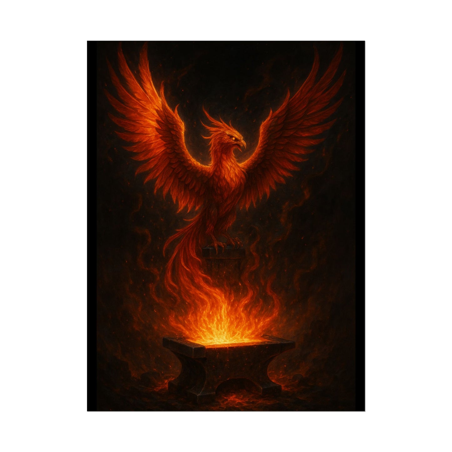 Majestic Phoenix Flame Rolled Poster - Mythical Art for Home Decor
