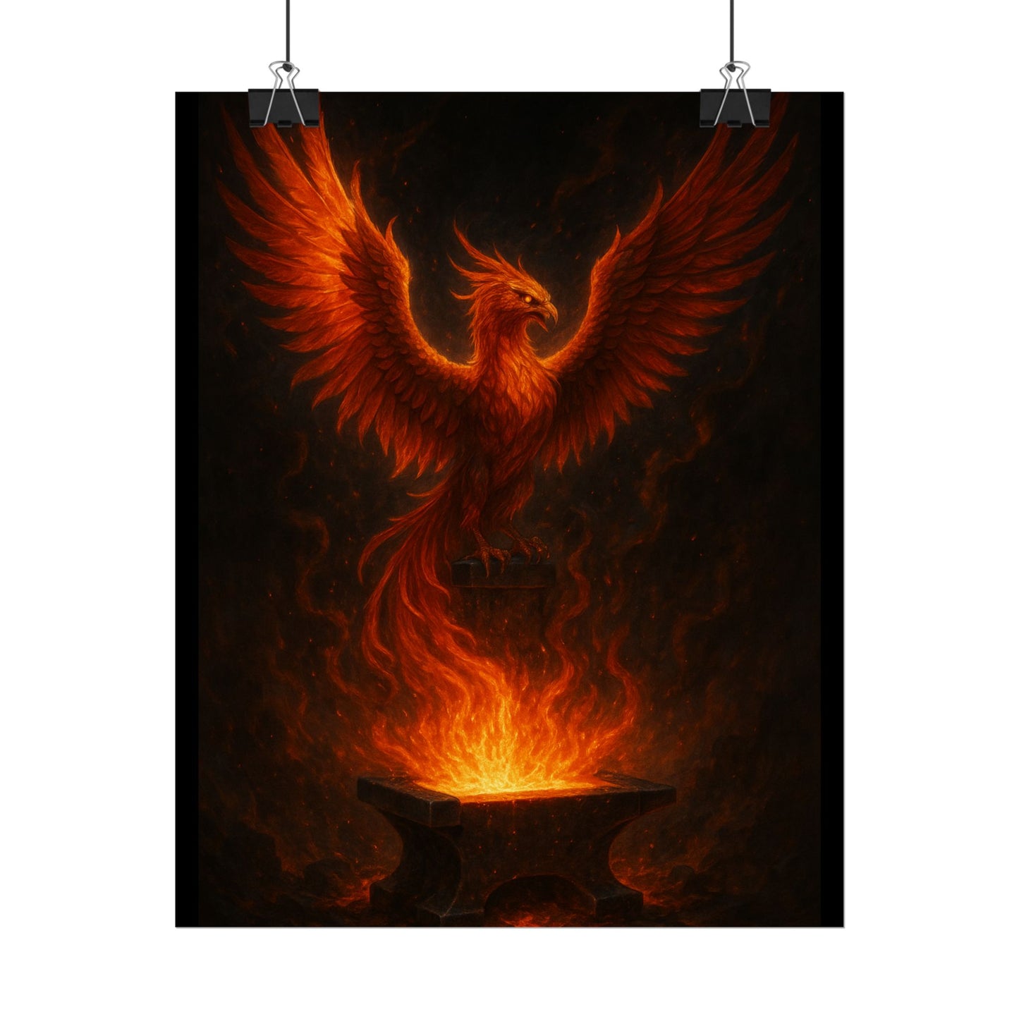 Majestic Phoenix Flame Rolled Poster - Mythical Art for Home Decor