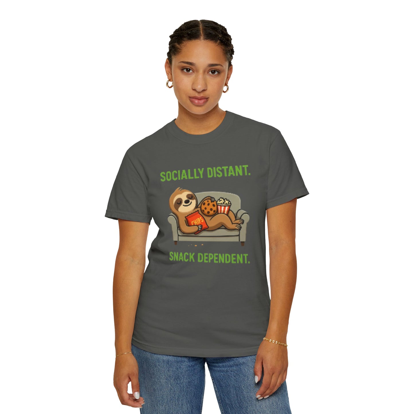 Socially Distant Snack Dependent T-Shirt for Sloth Lovers