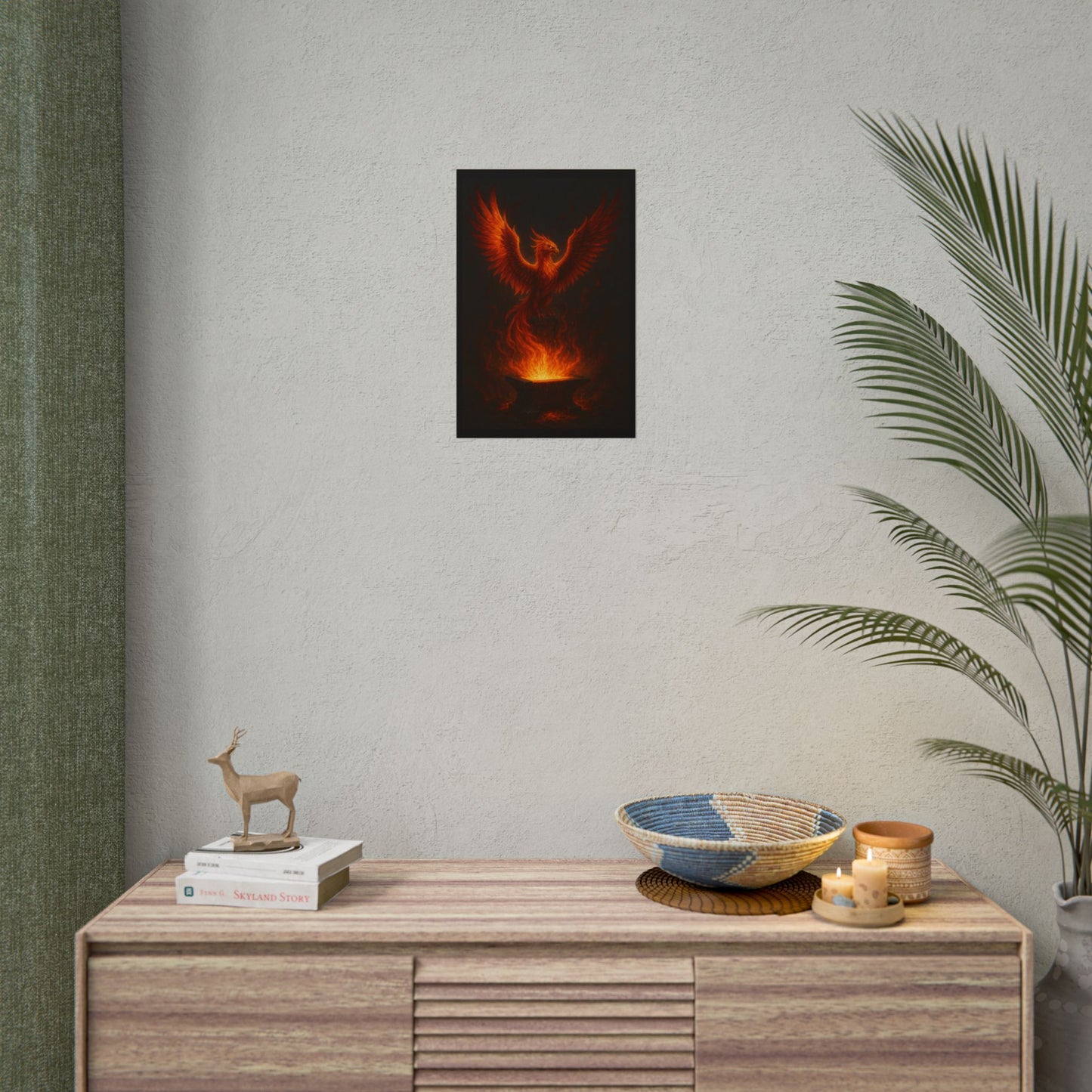 Majestic Phoenix Flame Rolled Poster - Mythical Art for Home Decor