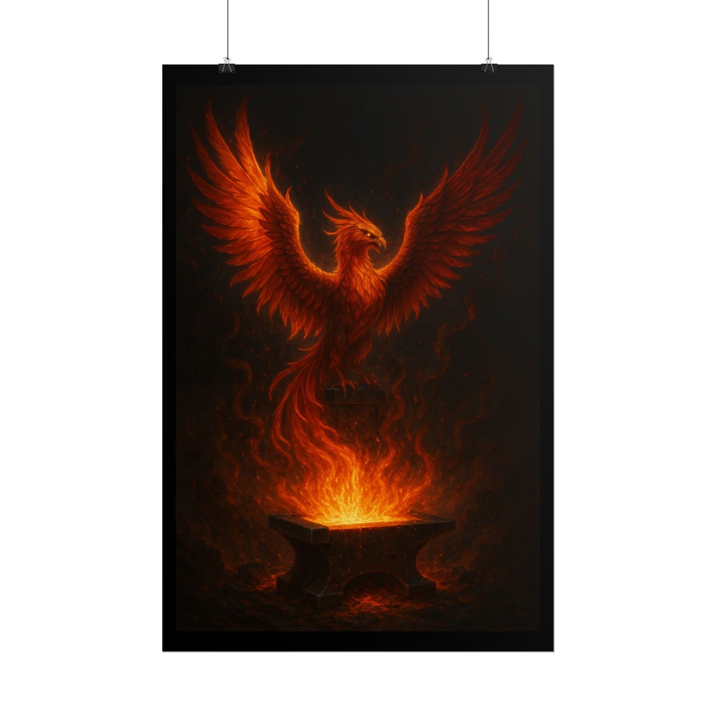 Majestic Phoenix Flame Rolled Poster - Mythical Art for Home Decor