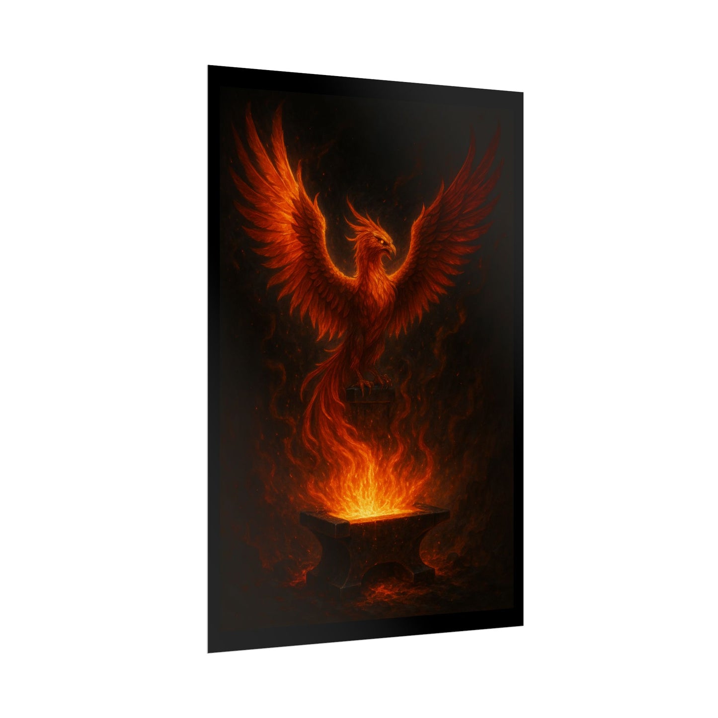 Majestic Phoenix Flame Rolled Poster - Mythical Art for Home Decor