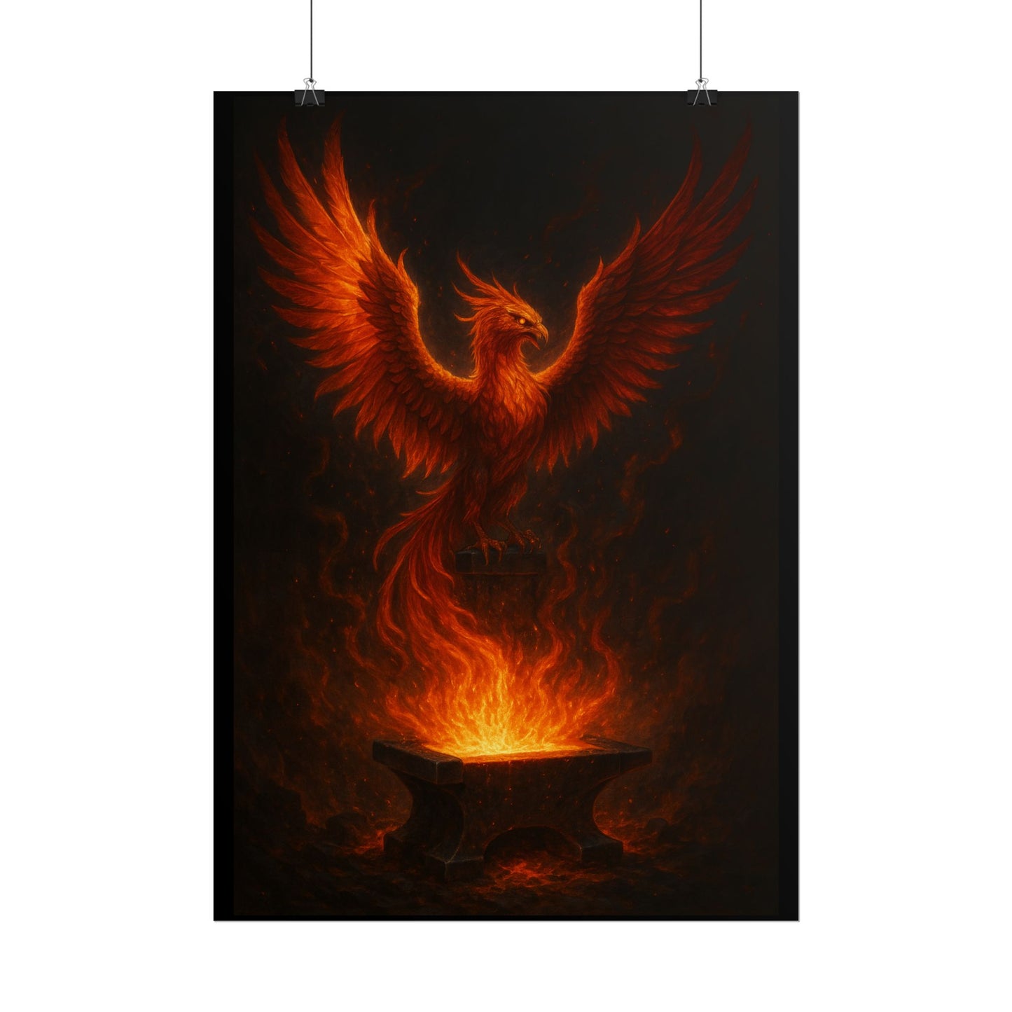 Majestic Phoenix Flame Rolled Poster - Mythical Art for Home Decor