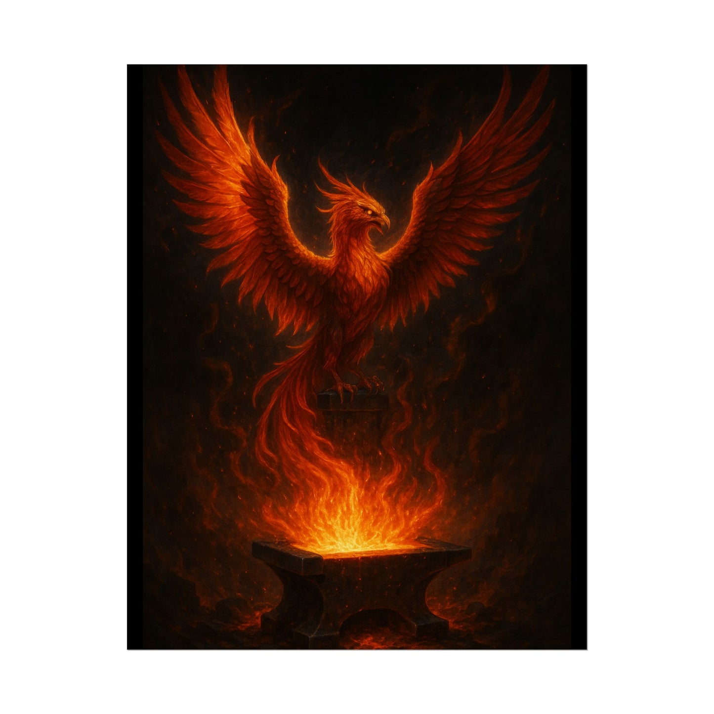 Majestic Phoenix Flame Rolled Poster - Mythical Art for Home Decor