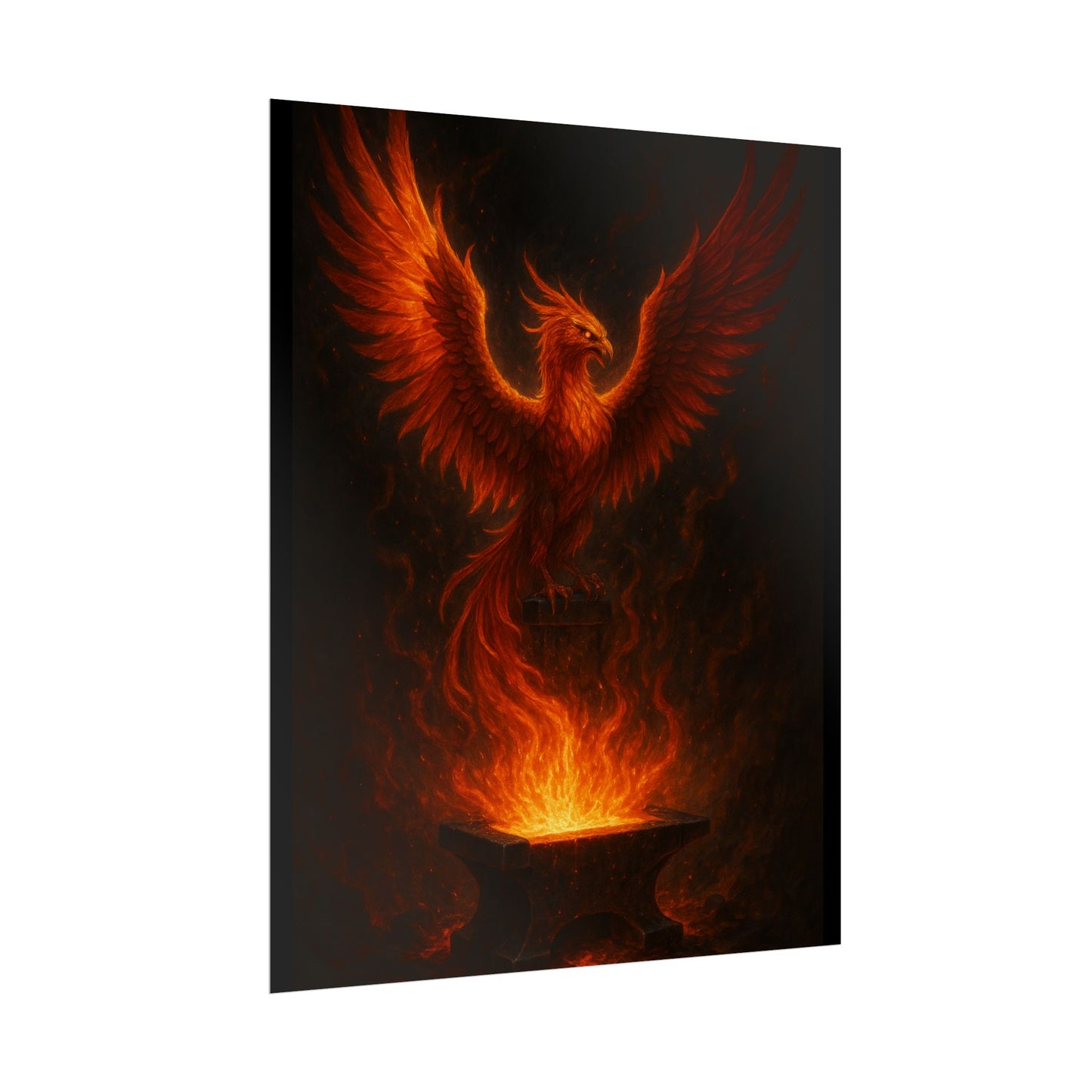 Majestic Phoenix Flame Rolled Poster - Mythical Art for Home Decor