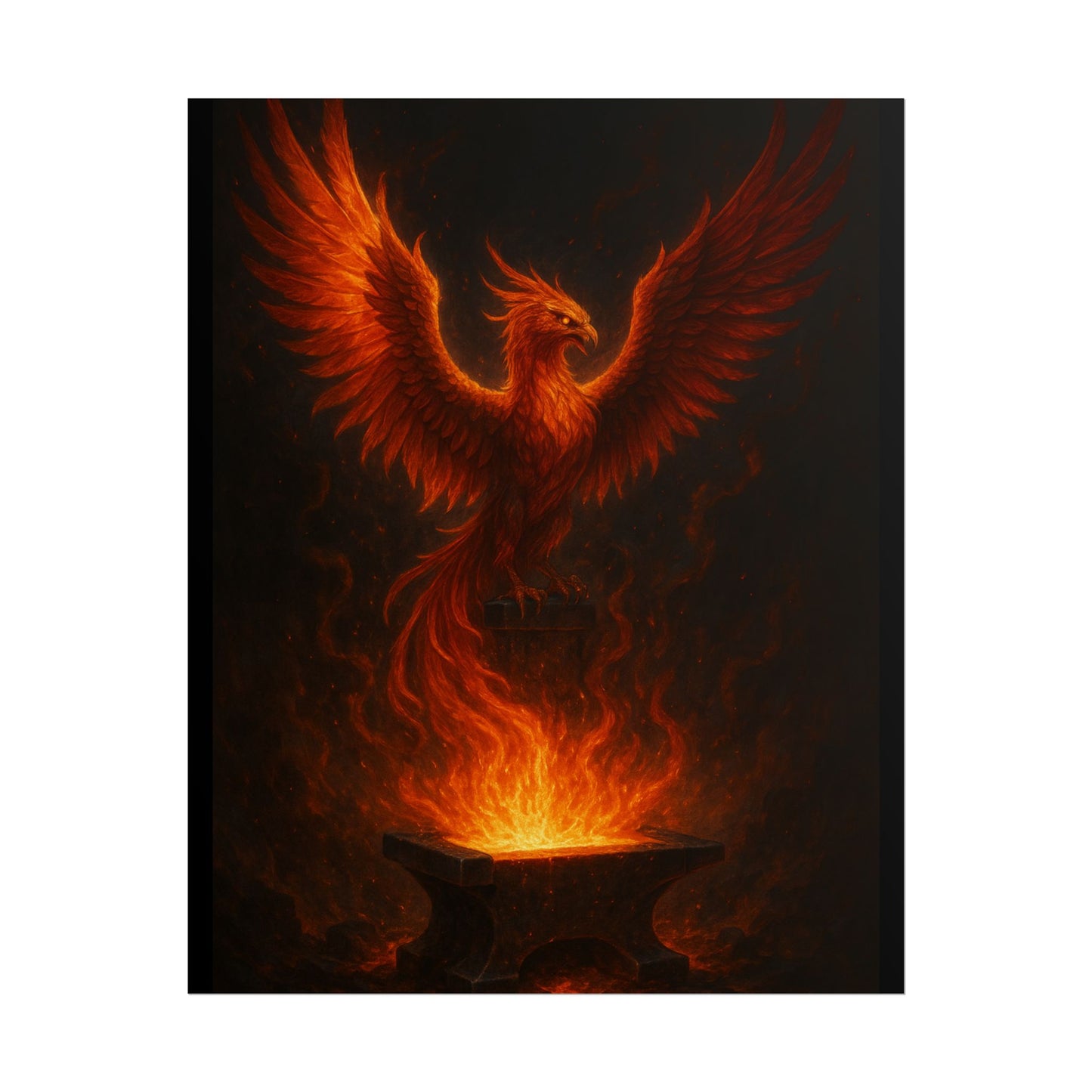Majestic Phoenix Flame Rolled Poster - Mythical Art for Home Decor