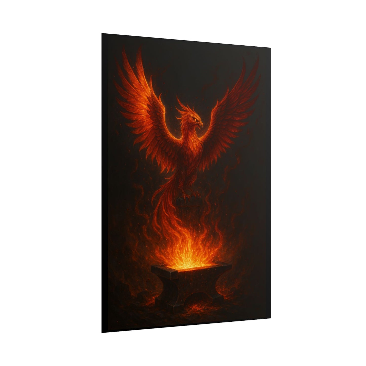 Majestic Phoenix Flame Rolled Poster - Mythical Art for Home Decor