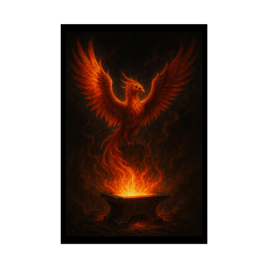 Majestic Phoenix Flame Rolled Poster - Mythical Art for Home Decor