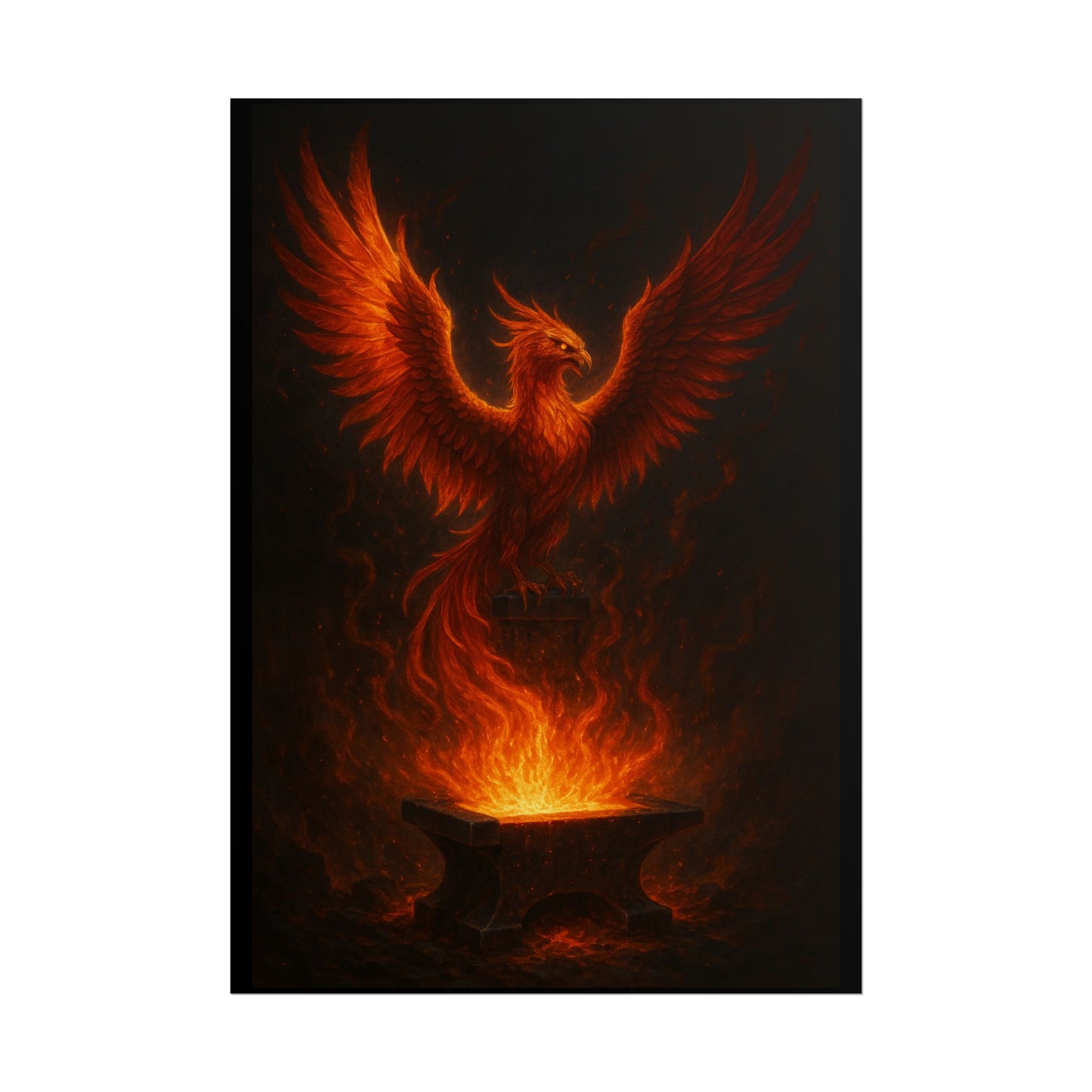 Majestic Phoenix Flame Rolled Poster - Mythical Art for Home Decor