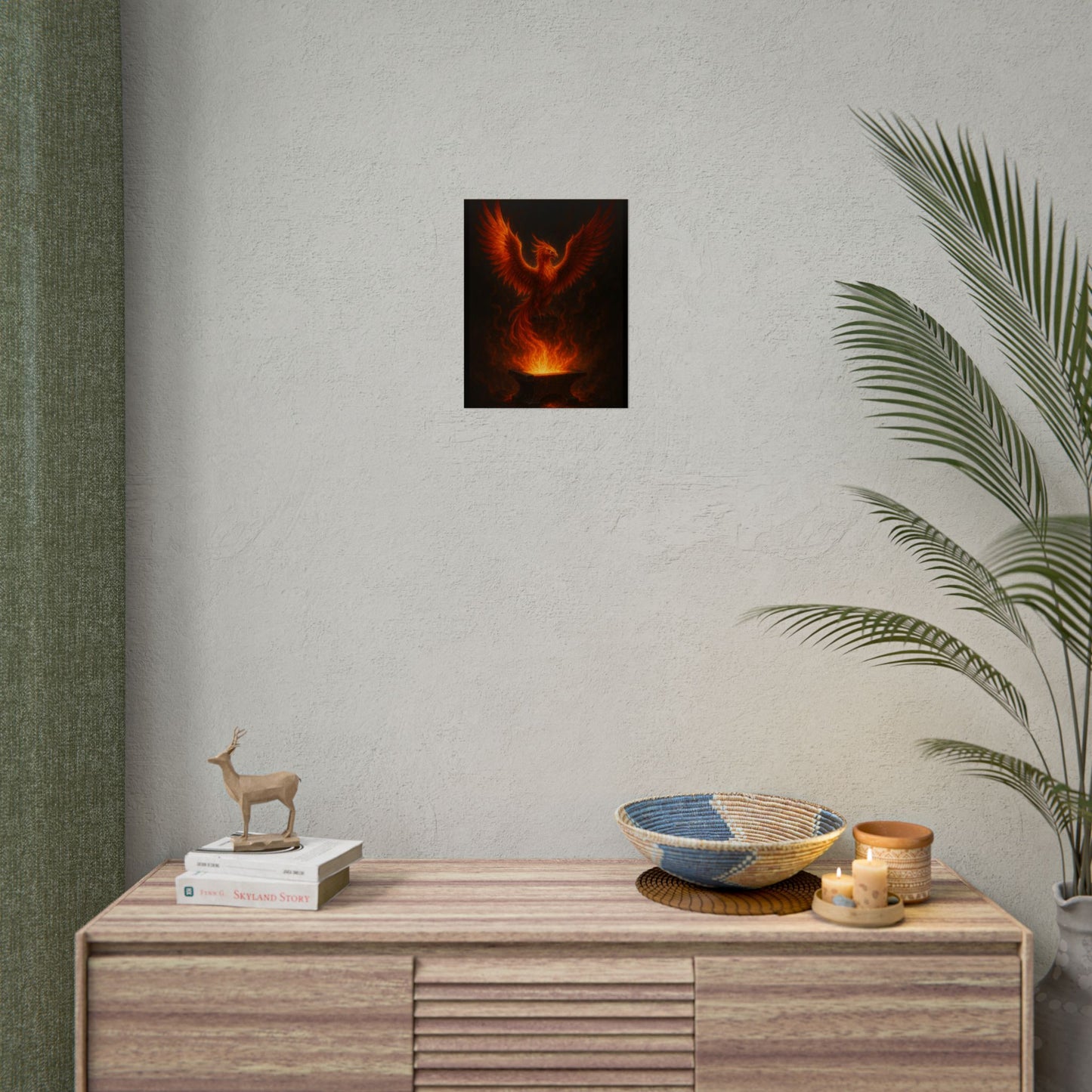 Majestic Phoenix Flame Rolled Poster - Mythical Art for Home Decor