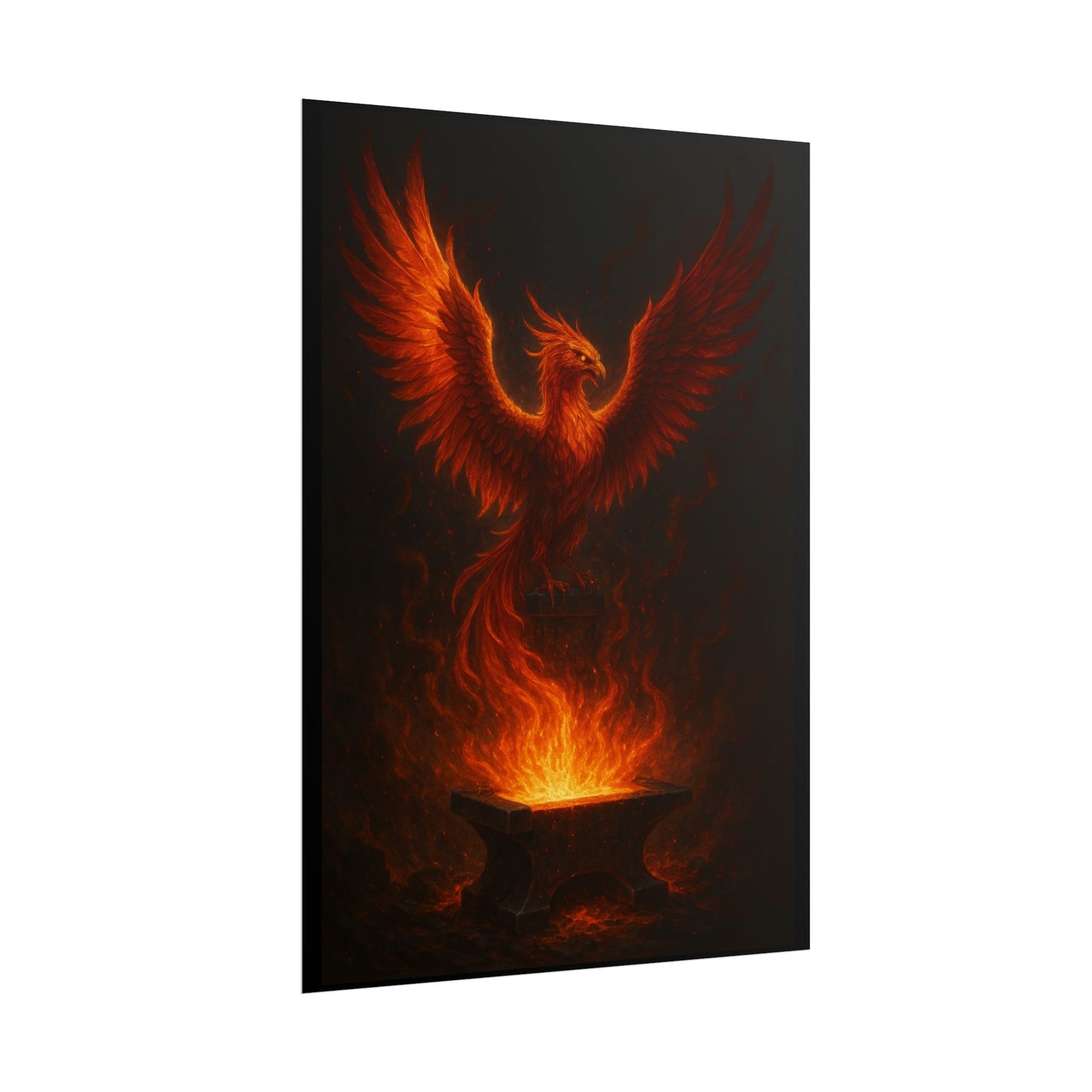 Majestic Phoenix Flame Rolled Poster - Mythical Art for Home Decor