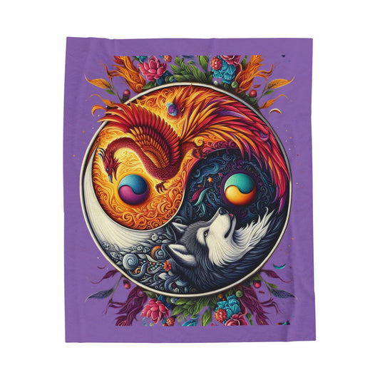 Phoenix & Wolf YingYang Plush Blanket