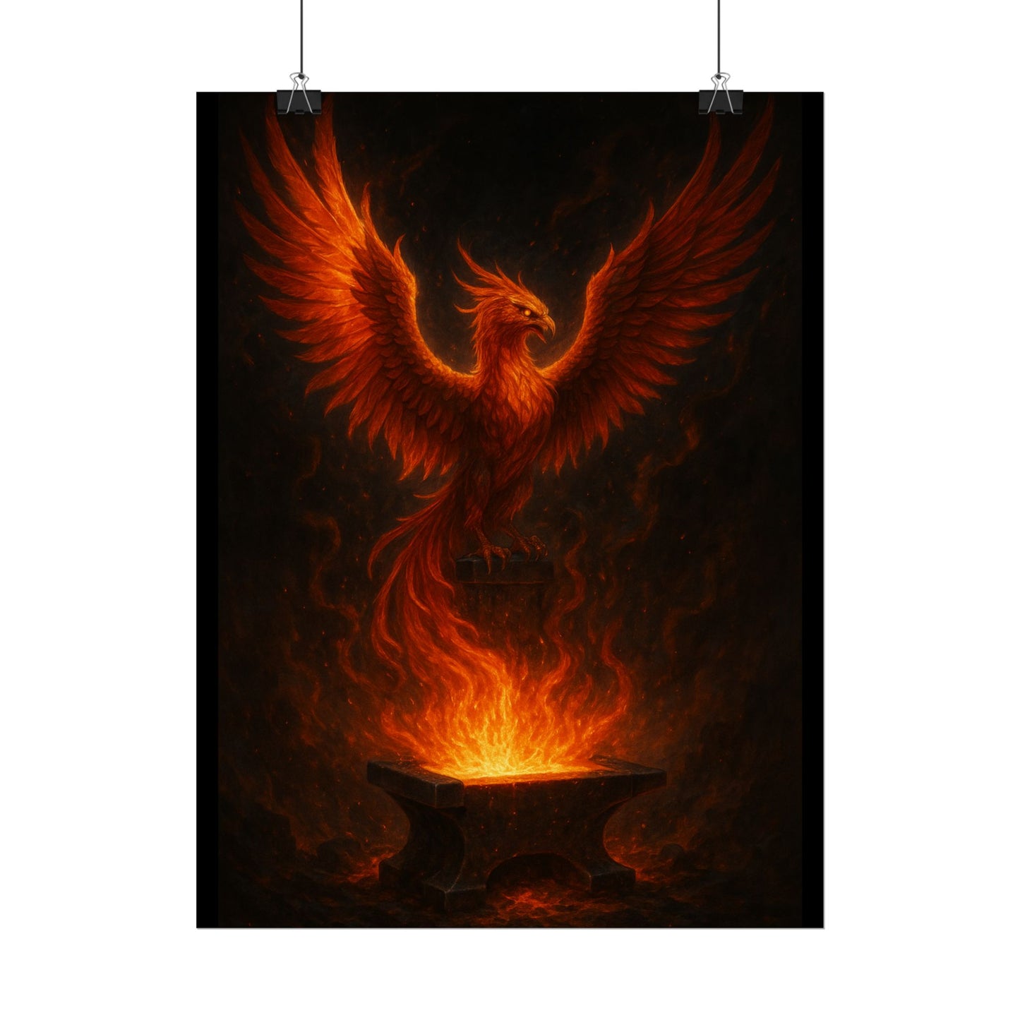 Majestic Phoenix Flame Rolled Poster - Mythical Art for Home Decor