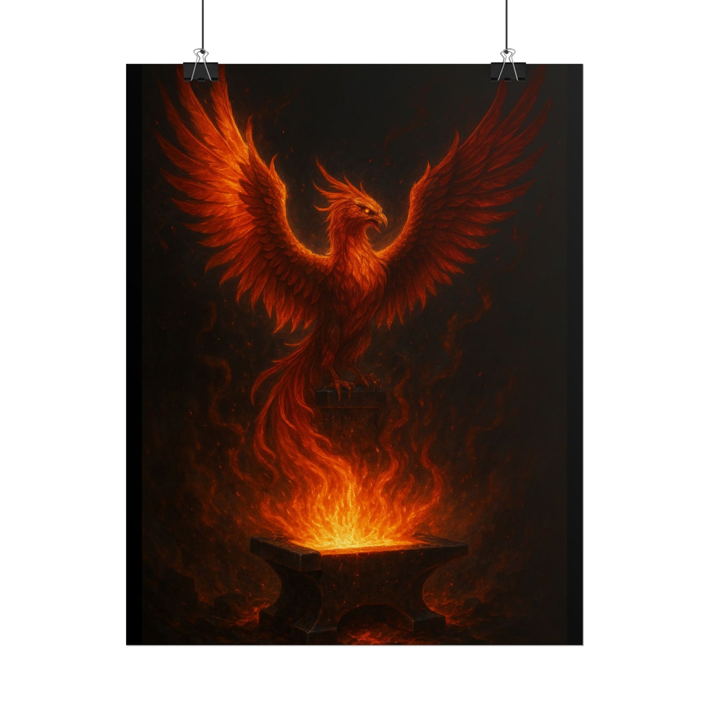Majestic Phoenix Flame Rolled Poster - Mythical Art for Home Decor