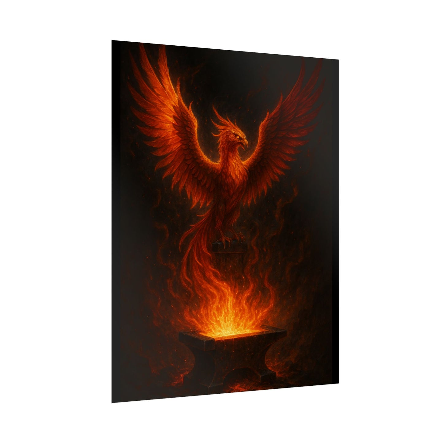 Majestic Phoenix Flame Rolled Poster - Mythical Art for Home Decor