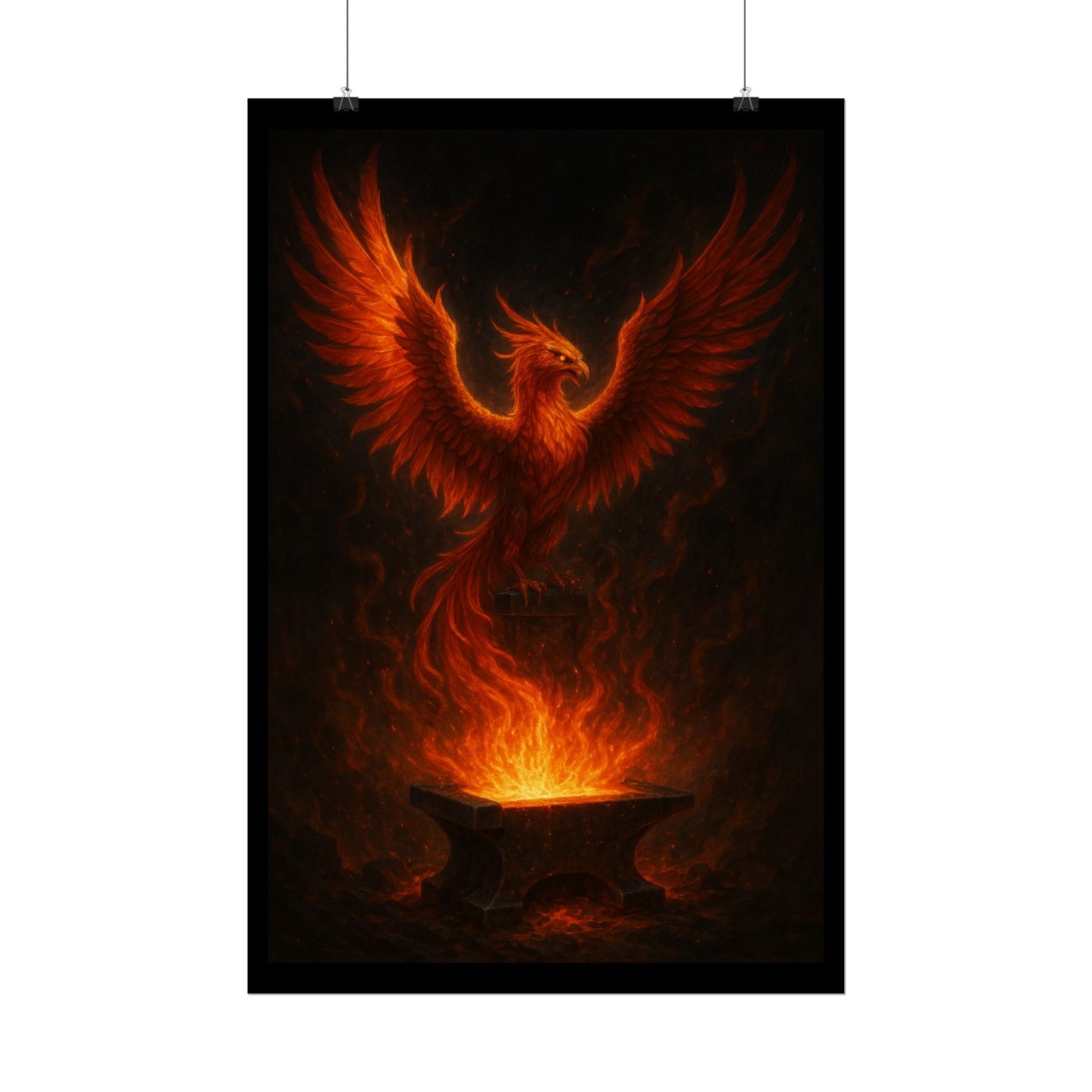 Majestic Phoenix Flame Rolled Poster - Mythical Art for Home Decor