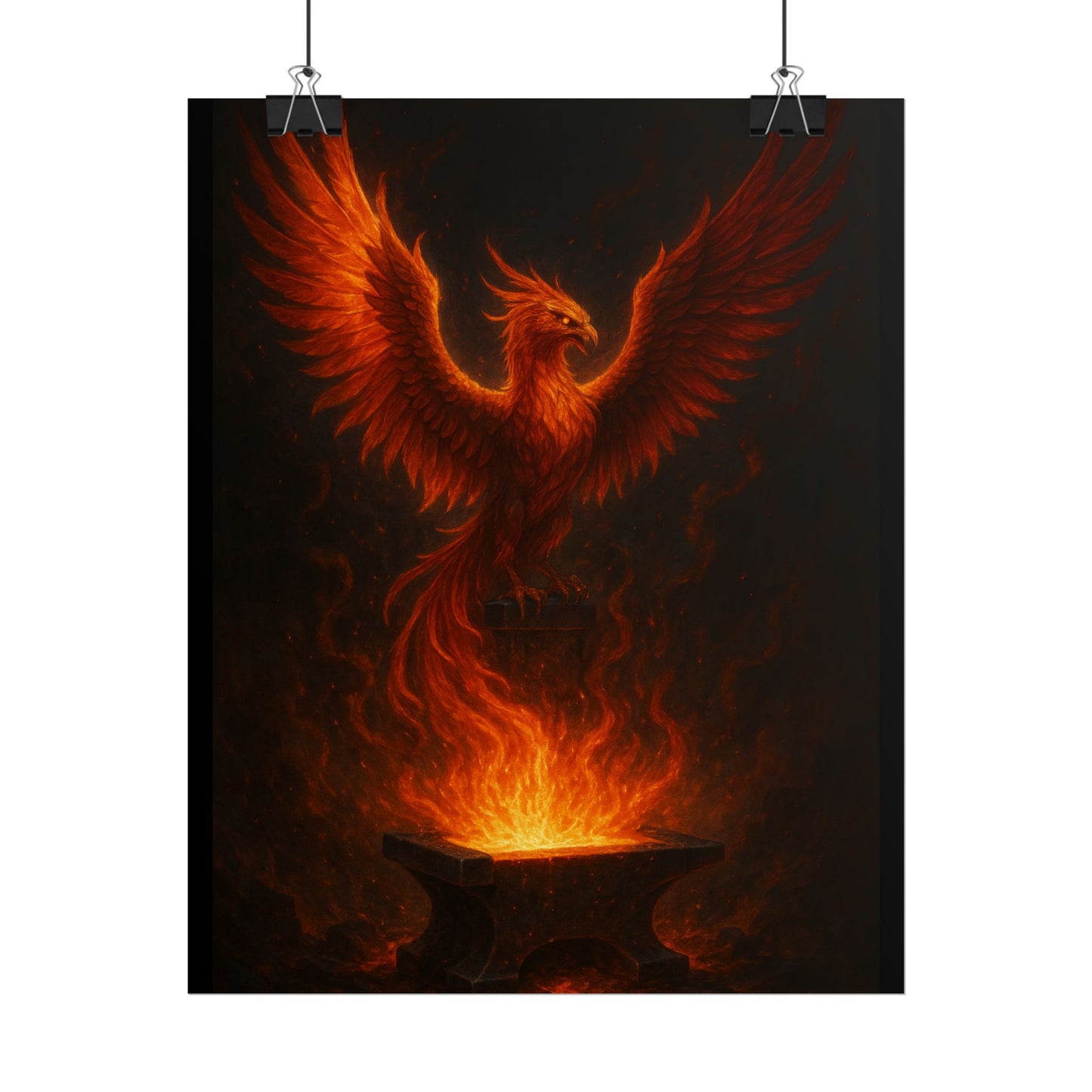 Majestic Phoenix Flame Rolled Poster - Mythical Art for Home Decor