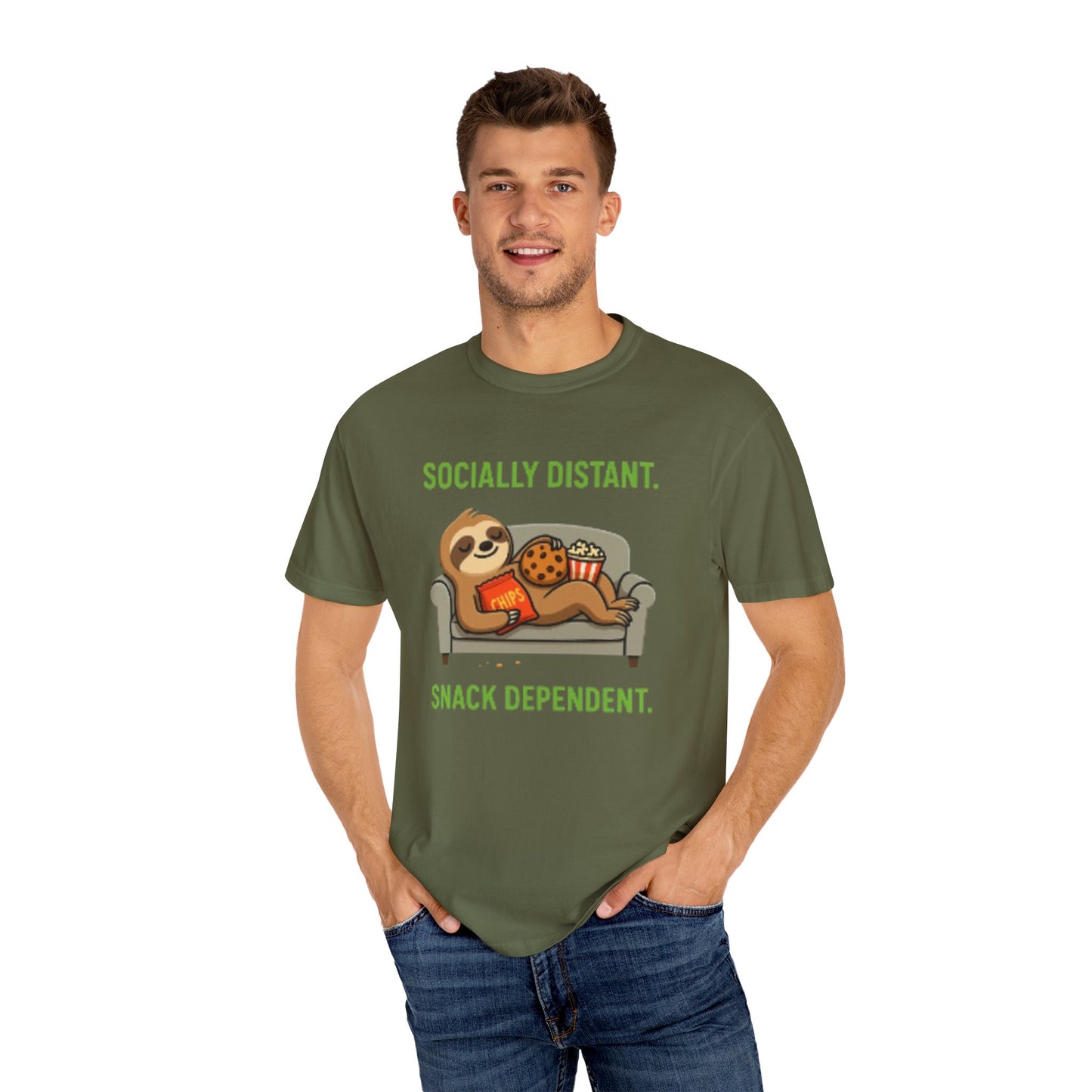 Socially Distant Snack Dependent T-Shirt for Sloth Lovers
