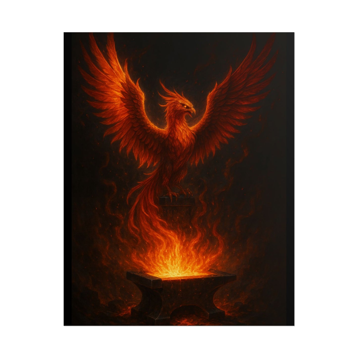 Majestic Phoenix Flame Rolled Poster - Mythical Art for Home Decor